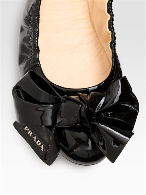 prada black leather ballet flat